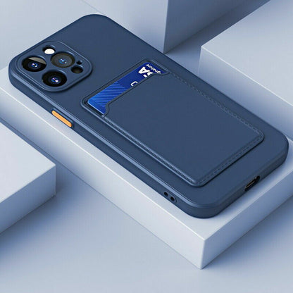 For Iphone 16 Pro Max 11 16 SE 7 8 XR Shockproof TPU Case Back Card Holder Cover