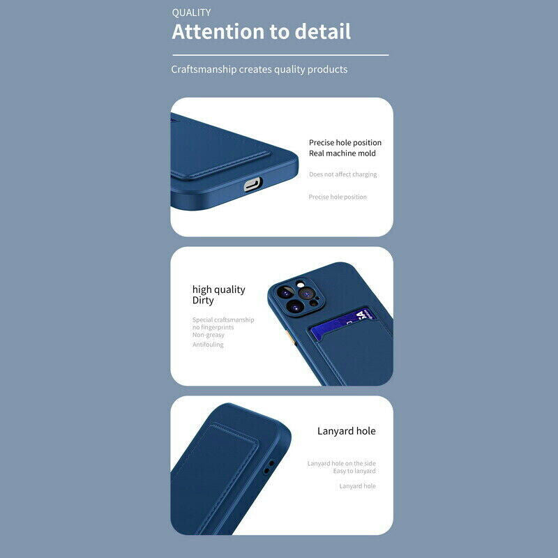 For Iphone 16 Pro Max 11 16 SE 7 8 XR Shockproof TPU Case Back Card Holder Cover